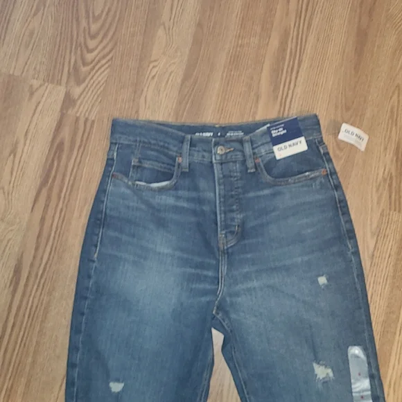 New Old Navy  distressed SKI-HI STRAIGHT button fly  jeans sizes 6 - Picture 6 of 8